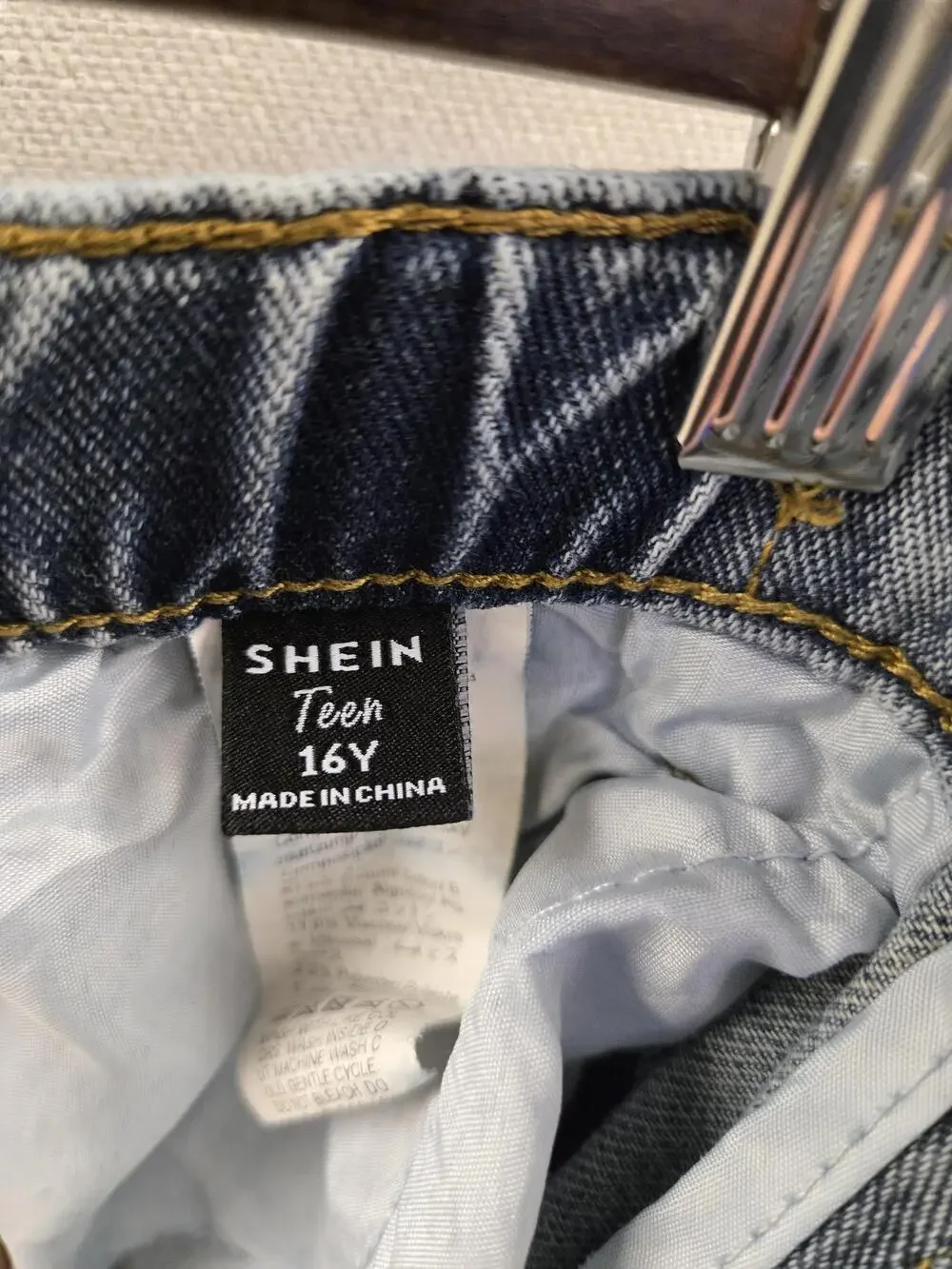 SHEIN Jeans Youth 16 Blue Cargo Elastic Waist Drawstring Pockets Denim